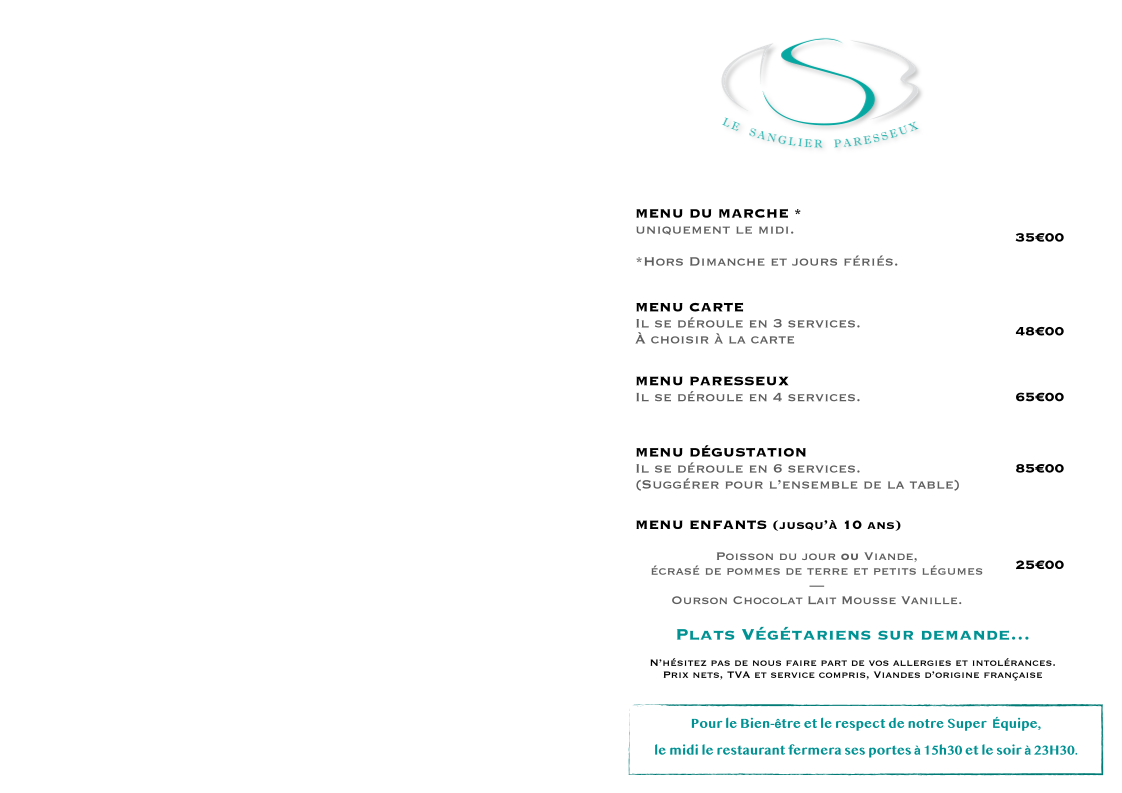 Menu Le Sanglier Paresseux-2